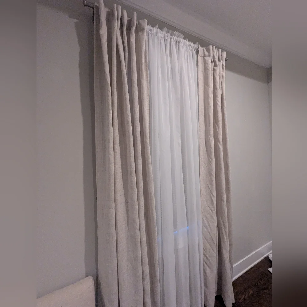 8 Panels Elegant Cream And White Curtains 96 In Long